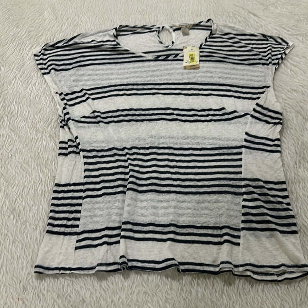 Lucky brand white blue striped plus size top size 3x new with tag